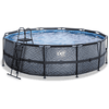 EXIT Piscine tubulaire ronde Frame Pool pompe filtre 12v gris ø488x122 cm