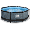 EXIT Piscine tubulaire ronde Stone pompe à filtre 12V gris ø244x76 cm