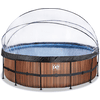 EXIT Piscina Frame Pool ø488x122cm (filtro a sabbia 12v) - trama in legno + copertura