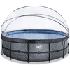 EXIT Frame Pool ø488x122cm (12v Sand filter) - Grå + Soltak + Värmepump