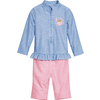 Playshoes UV-skydd i ett stycke krabba blå-rosa