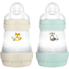 MAM Babyflasche Easy Start Anti Colic-Elements 160 ml 2 Stück Fuchs/Waschbär in beige/mint