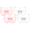 Medela Baby Soft Silicon 0-6 kk DUO vaaleanpunaisena ja läpinäkyvänä, 4 kpl
