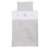 babybay ® Biancheria da letto per bambini piqué, grigio perla stelle bianche con applicazione stella 100 x 135 cm