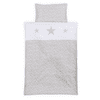 babybay ® Sengetøypiké til barn, perlegrå stjerner, hvit med applikasjonsstjerne 100 x 135 cm