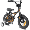 PROMETHEUS BICYCLES® Lasten pyörä 12" matta musta & oranssi, alk. 3-vuotiaille, apurattailla 
