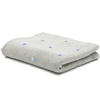 fillikid  Strikket tæppe grå med lyseblå prikker 100 x 80 cm