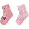 Sterntaler ABS sokken dubbel pak fawn en polka dots roze
