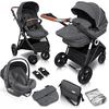 babyGO Carro de bebé combi Halime 3 en 1 Air Black Grey