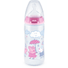 NUK Butelka dla niemowląt First Choice + Świnka Peppa z termometrem Control , 6-18 miesięcy, 300 ml, różowa