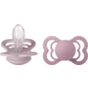 BIBS Soother Supreme Dusky Lilac / Heather Silicone 6-36 maanden, 2 stuks.