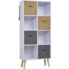 HOMCOM Würfelregal mit 4 Stoffschubladen weiß, grau/beige