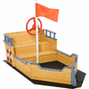 Outsunny Holzspielboot für Kinder mit Sandkasten naur, blau