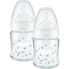 NUK Butelka szklana First Choice ⁺ od urodzenia 120 ml, temperatura control w podwójnym opakowaniu biała