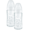 NUK Botella de vidrio First Choice ⁺ desde el nacimiento 240 ml, temperatura control en un paquete doble blanco