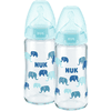 NUK Butelka szklana First Choice ⁺ od urodzenia 240 ml, temperatura control w podwójnym opakowaniu niebieska