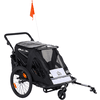 HOMCOM Kinder Fahrradanhänger mit Kinderwagen Funktion schwarz