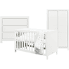 Bopita Ensemble lit enfant armoire 2 portes commode à langer Thijn 60x120 cm rainures bois blanc