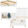 Bopita Babyzimmer Paris 2-teilig 70 x 140 cm umbaubar weiß / natur mit Wickelaufsatz