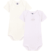 Petit Bateau Body bébé manches courtes coton blanc/rose lot de 2