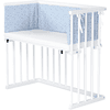 dreamgood Beistellbett Buche weiß lackiert | Matratze Prime Air | Nestchen, horizontblau Sternemix weiß/saphirblau





















