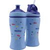 Nûby Trinkhalmflasche und Trinkflasche mit Pop-Up Verschluss 360ml ab 12 Monate, blau, 2 Stück
