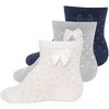 Ewers Dětské ponožky 3-pack puntíky s mašlí marine /grey/latte