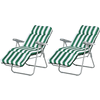 Outsunny Gartenstühle mit verstellbarer Rückenlehne und Polster grün-weiß