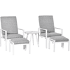 Outsunny Gartenmöbelset 5-Teilig, Liegestuhl mit Tisch, rutschfest Grau/Weiß