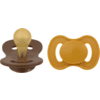 Lullaby Planet Schnuller Rund aus Latex Gr. 2 in Honey Mustard & Hazelnut Brown, 2er Pack