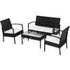 Outsunny Polyrattan Sitzgruppe als 7-teiliges Set schwarz, cremeweiß