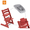 STOKKE® Mega Tripp Trapp® Set Hochstuhl Buche Warm Red inkl. Newborn Set™ Grey und Baby Set Warm Red