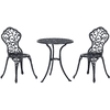 Outsunny Bistroset mit 2 Stühlen und Tisch mit Blätter-Design schwarz