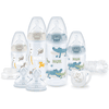 NUK Perfect Start -aloitussetti, jossa on First Choice ⁺ Vauvapullo sinisenä.