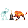 Schleich Figurine combat pour la super arme monstre des glaces contre lion du feu 42455