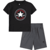 Converse Conjunto camiseta y pantalón corto negro/gris