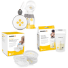 Medela Set de Lactancia Extractor de Leche Eléctrico Doble Swing Maxi, Bolsas de Leche 50 unidades de 180 ml, Cojines de Lactancia Desechables 60 unidades.