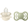 BIBS® Fopspeen Supreme Ivory & Sage silicone 6-36 maanden, 2 stuks.