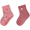 Sterntaler Lot de deux chaussettes ABS Animaux de la forêt et Touche rose
