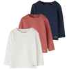 s.Oliver Langarmshirt 3er Pack weiß/rot/blau