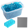 Katara Bouwstenen - 520 stuks met doos en grondplaat, transparant-blauw