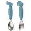 Done by Deer ™ Set cuchara y tenedor fácil agarre infantil Deer friends Blue