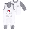 Baby Sweets 2tlg Set Strampler + Shirt I love Mama & Papa weiß grau