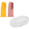 Nattou Set med 2 tandborstar för barn ockra och rosa