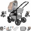 Friedrich Hugo Berlin | 3 in 1 Kombi Kinderwagen Set | Luftreifen Light Grey and Beige Night