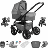 Friedrich Hugo Berlin | 3 in 1 Kombi Kinderwagen Set | Luftreifen Grey and Light Grey Night