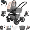 Friedrich Hugo Berlin | 4 in 1 Kinderwagen Komplettset | ISOFIX Basis | GEL Reifen Grey and Beige Night