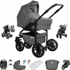 Friedrich Hugo Berlin | 3 in 1 Kombi Kinderwagen Set | GEL Reifen Grey and Grey Night