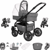 Friedrich Hugo Berlin | 3 in 1 Kombi Kinderwagen Set | GEL Reifen Grey and Light Rose Night