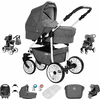 Friedrich Hugo Berlin | 3 in 1 Kombi Kinderwagen Set | GEL Reifen Grey and Grey Day